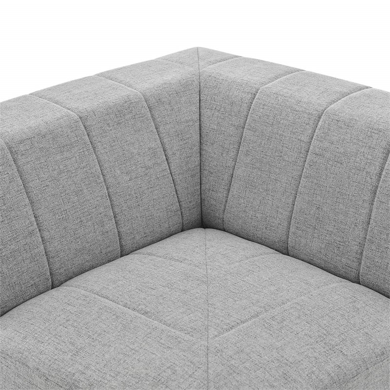 Modway Bartlett Upholstered Fabric Sectional Sofa Corner Chair in Light Gray