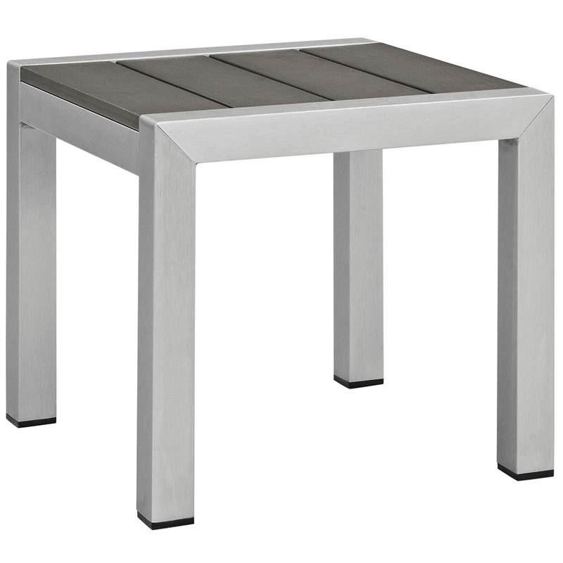 Modway Shore 3-Piece Fabric & Aluminum Outdoor Patio Set in Silver/Gray