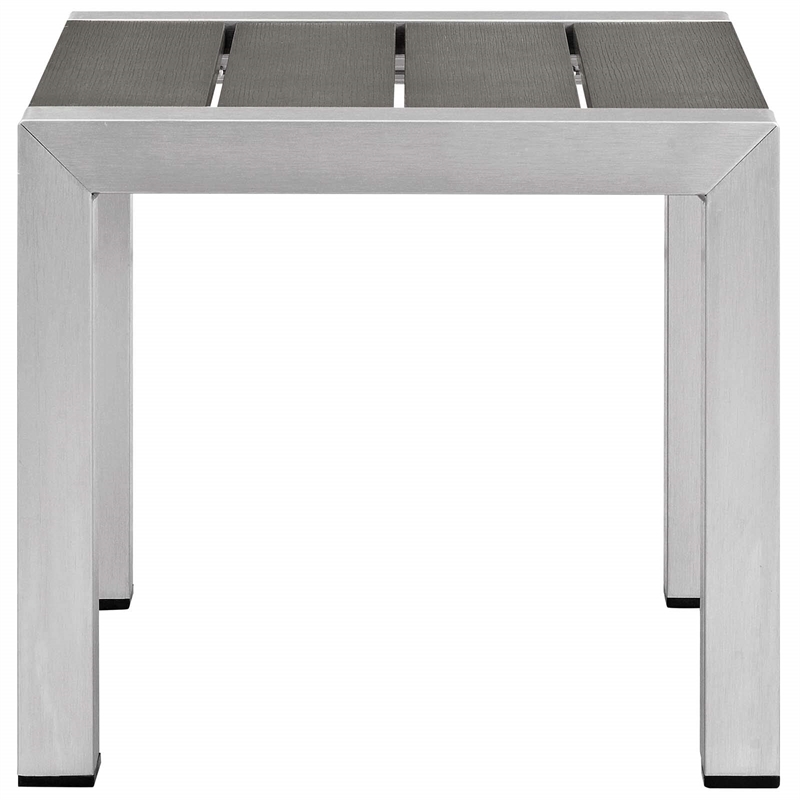 Modway Shore 3-Piece Fabric & Aluminum Outdoor Patio Set in Silver/Gray
