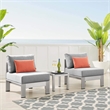Modway Shore 3-Piece Fabric & Aluminum Outdoor Patio Set in Silver/Gray