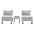 Modway Shore 3-Piece Fabric & Aluminum Outdoor Patio Set in Silver/Gray