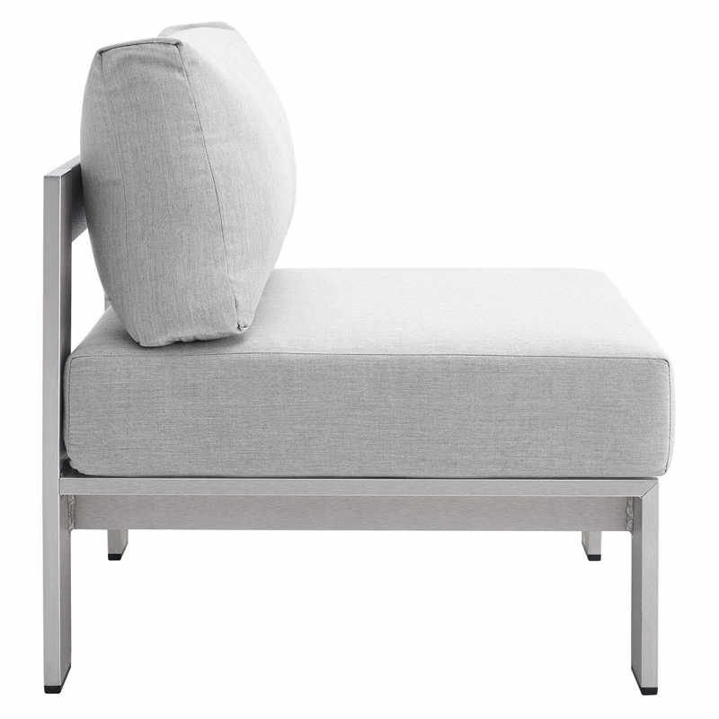 Modway Shore 3-Piece Fabric & Aluminum Outdoor Patio Set in Silver/Gray