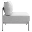 Modway Shore 3-Piece Fabric & Aluminum Outdoor Patio Set in Silver/Gray