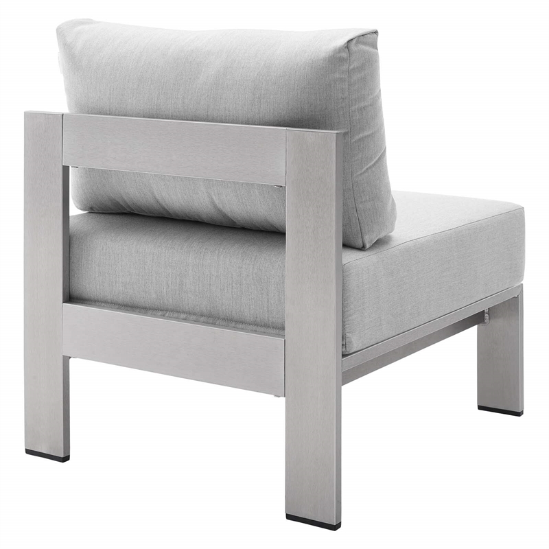 Modway Shore 3-Piece Fabric & Aluminum Outdoor Patio Set in Silver/Gray