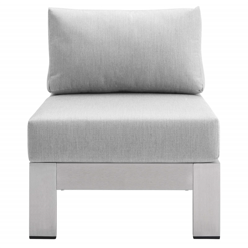 Modway Shore 3-Piece Fabric & Aluminum Outdoor Patio Set in Silver/Gray