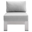Modway Shore 3-Piece Fabric & Aluminum Outdoor Patio Set in Silver/Gray