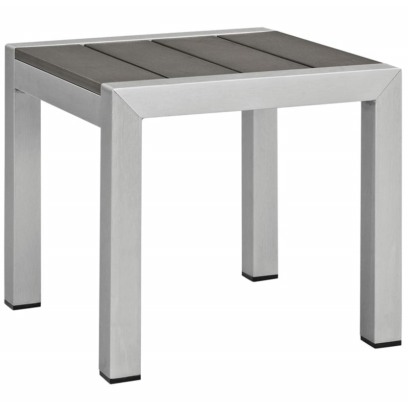 Modway Shore 3-Piece Fabric & Aluminum Outdoor Patio Set in Silver/Navy