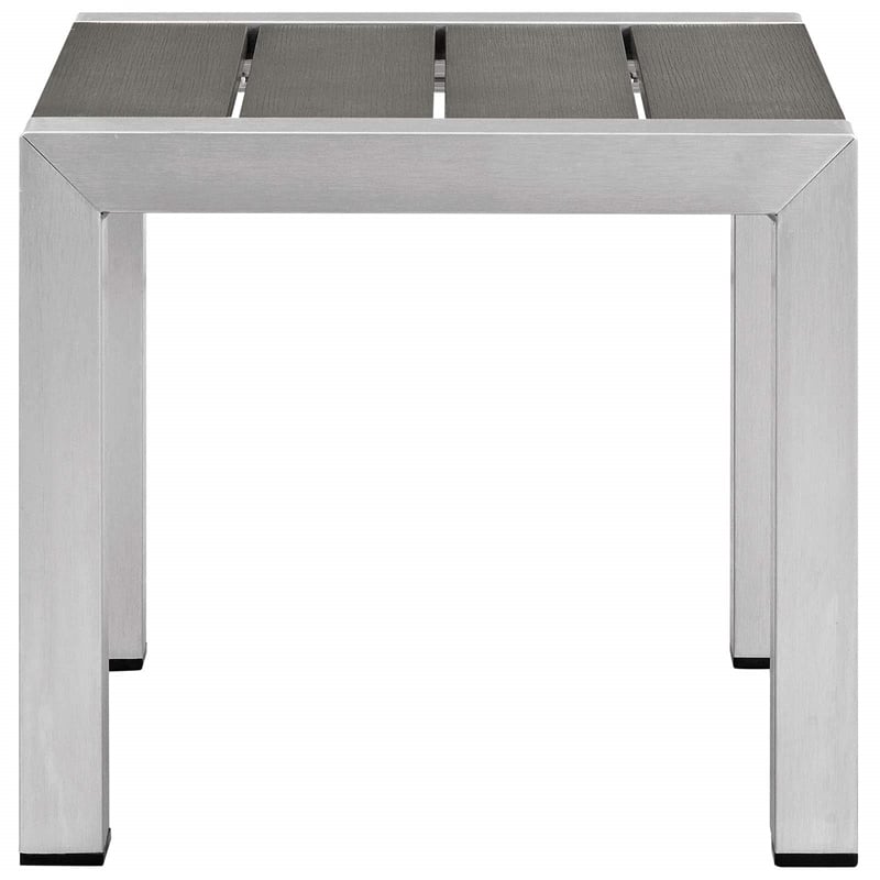 Modway Shore 3-Piece Fabric & Aluminum Outdoor Patio Set in Silver/Navy