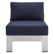 Modway Shore 3-Piece Fabric & Aluminum Outdoor Patio Set in Silver/Navy