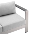 Modway Shore 3-Piece Aluminum & Fabric Outdoor Patio Set in Silver/Gray