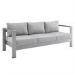 Modway Shore 3-Piece Aluminum & Fabric Outdoor Patio Set in Silver/Gray