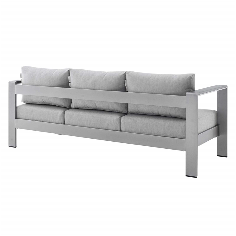 Modway Shore 3-Piece Aluminum & Fabric Outdoor Patio Set in Silver/Gray