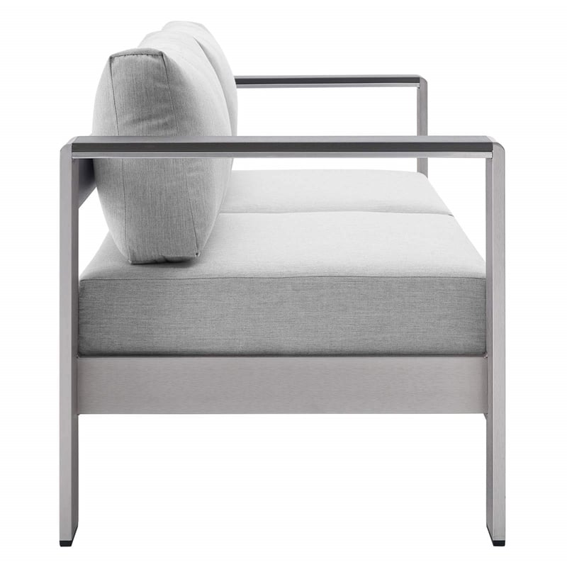 Modway Shore 3-Piece Aluminum & Fabric Outdoor Patio Set in Silver/Gray
