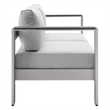 Modway Shore 3-Piece Aluminum & Fabric Outdoor Patio Set in Silver/Gray