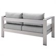Modway Shore 3-Piece Aluminum & Fabric Outdoor Patio Set in Silver/Gray