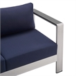 Modway Shore 3-Piece Aluminum & Fabric Outdoor Patio Set in Silver/Navy