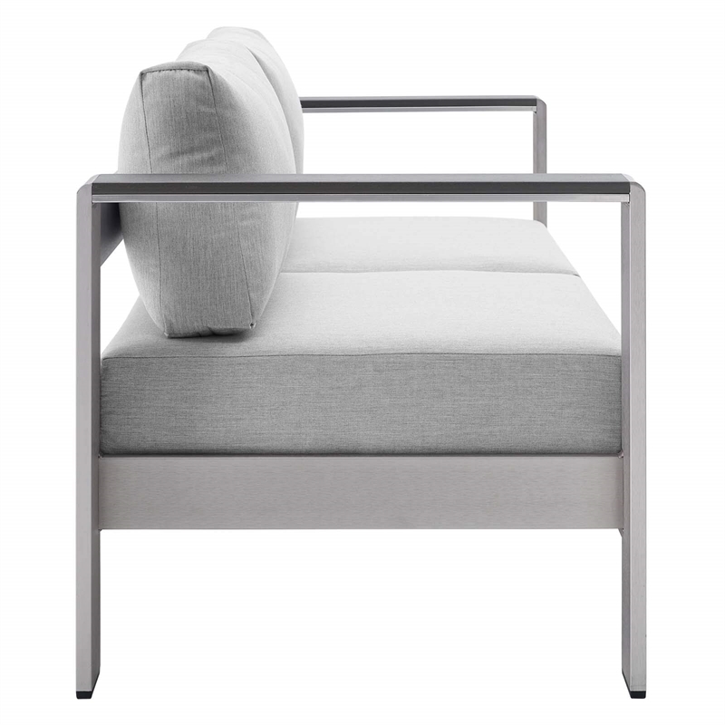 Modway Shore 4-Piece Fabric & Aluminum Outdoor Patio Set in Silver/Gray