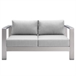 Modway Shore 4-Piece Fabric & Aluminum Outdoor Patio Set in Silver/Gray