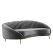 Modway Camber Channel Tufted Performance Velvet Sofa in Gray