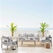 Modway Shore 4-Piece Aluminum & Fabric Outdoor Patio Set in Silver/Gray