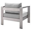 Modway Shore 4-Piece Aluminum & Fabric Outdoor Patio Set in Silver/Gray