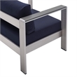 Modway Shore 4-Piece Aluminum & Fabric Outdoor Patio Set in Silver/Navy