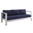 Modway Shore 4-Piece Aluminum & Fabric Outdoor Patio Set in Silver/Navy
