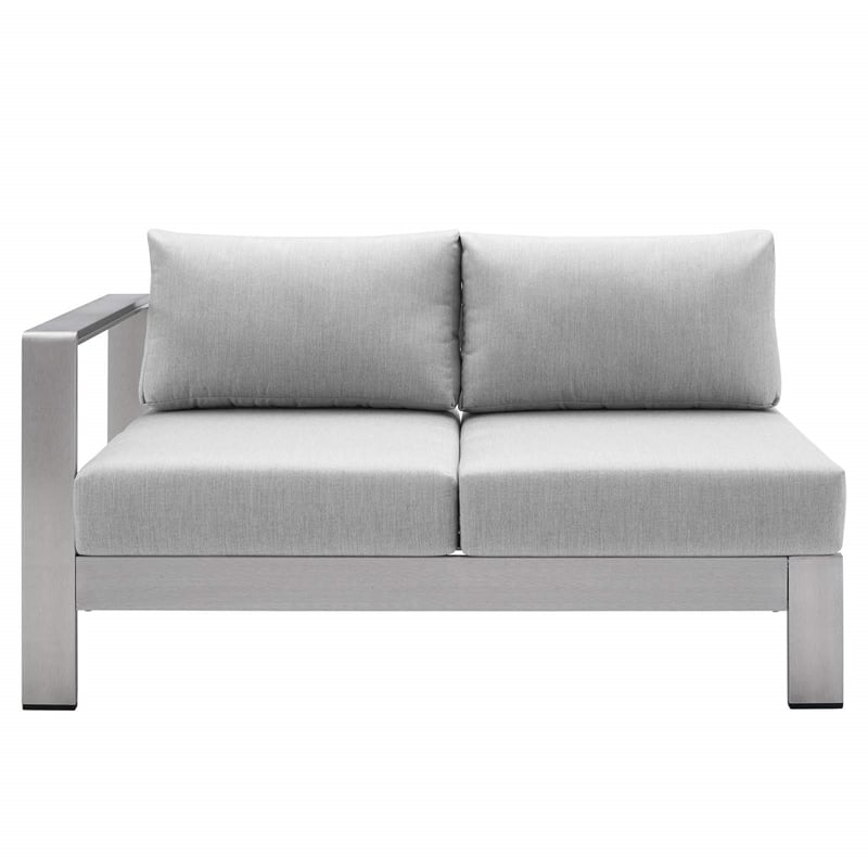 Modway Shore 5-Piece Fabric & Aluminum Outdoor Patio Sofa Set in Silver/Gray