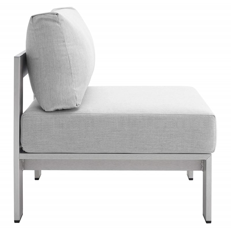 Modway Shore 5-Piece Fabric & Aluminum Outdoor Patio Sofa Set in Silver/Gray