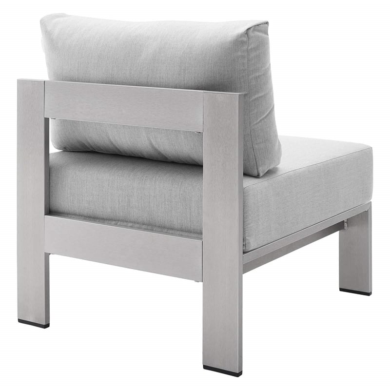 Modway Shore 5-Piece Fabric & Aluminum Outdoor Patio Sofa Set in Silver/Gray