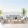 Modway Shore 5-Piece Fabric & Aluminum Outdoor Patio Sofa Set in Silver/Gray