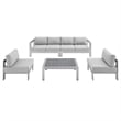 Modway Shore 5-Piece Fabric & Aluminum Outdoor Patio Sofa Set in Silver/Gray