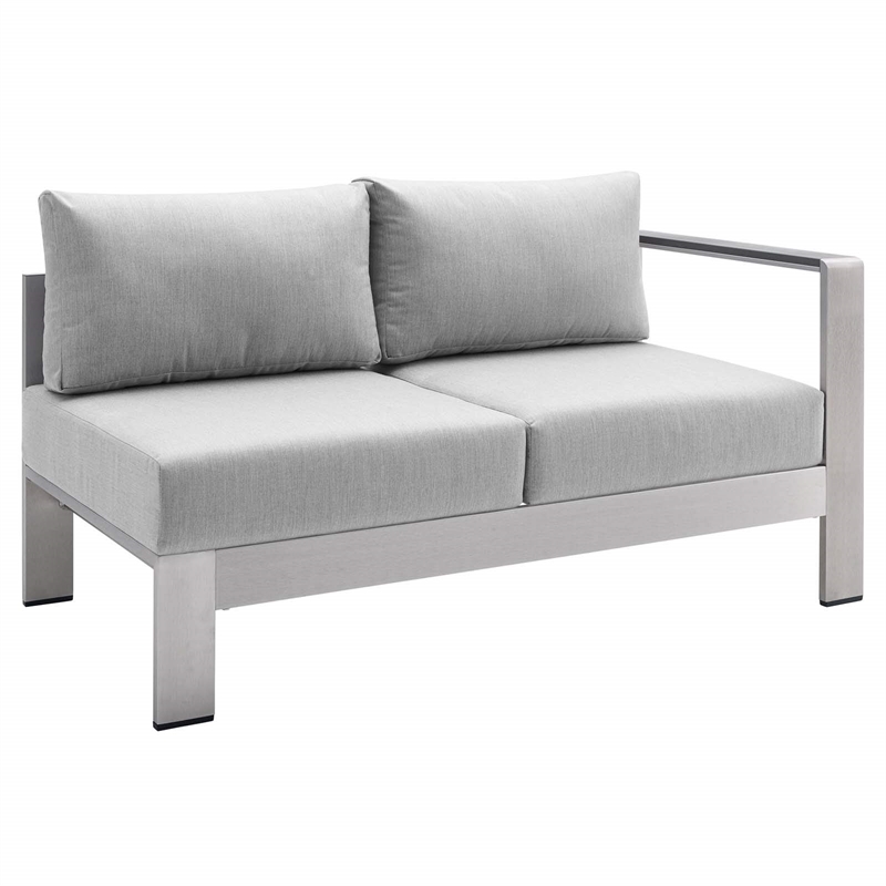 Modway Shore 5-Piece Fabric & Aluminum Outdoor Patio Sofa Set in Silver/Gray