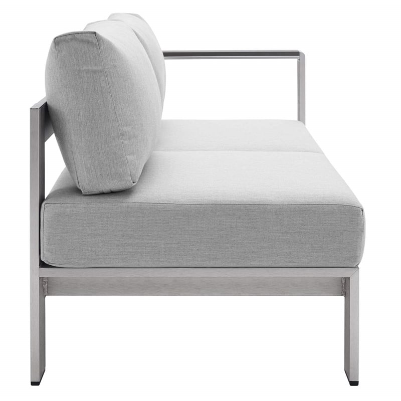 Modway Shore 5-Piece Fabric & Aluminum Outdoor Patio Sofa Set in Silver/Gray