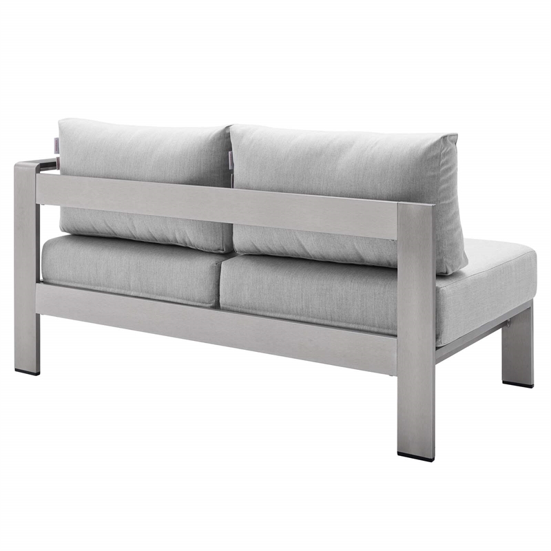 Modway Shore 5-Piece Fabric & Aluminum Outdoor Patio Sofa Set in Silver/Gray