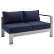 Modway Shore 5-Piece Fabric & Aluminum Outdoor Patio Sofa Set in Silver/Navy