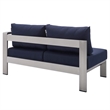 Modway Shore 5-Piece Fabric & Aluminum Outdoor Patio Sofa Set in Silver/Navy