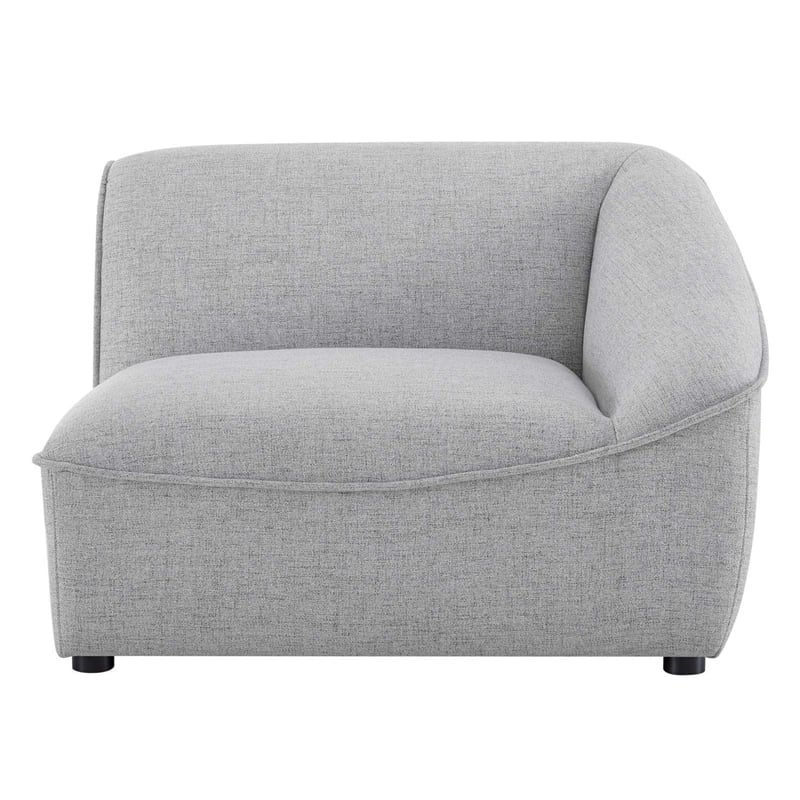 modway comprise fabric right arm sectional sofa chair in light gray