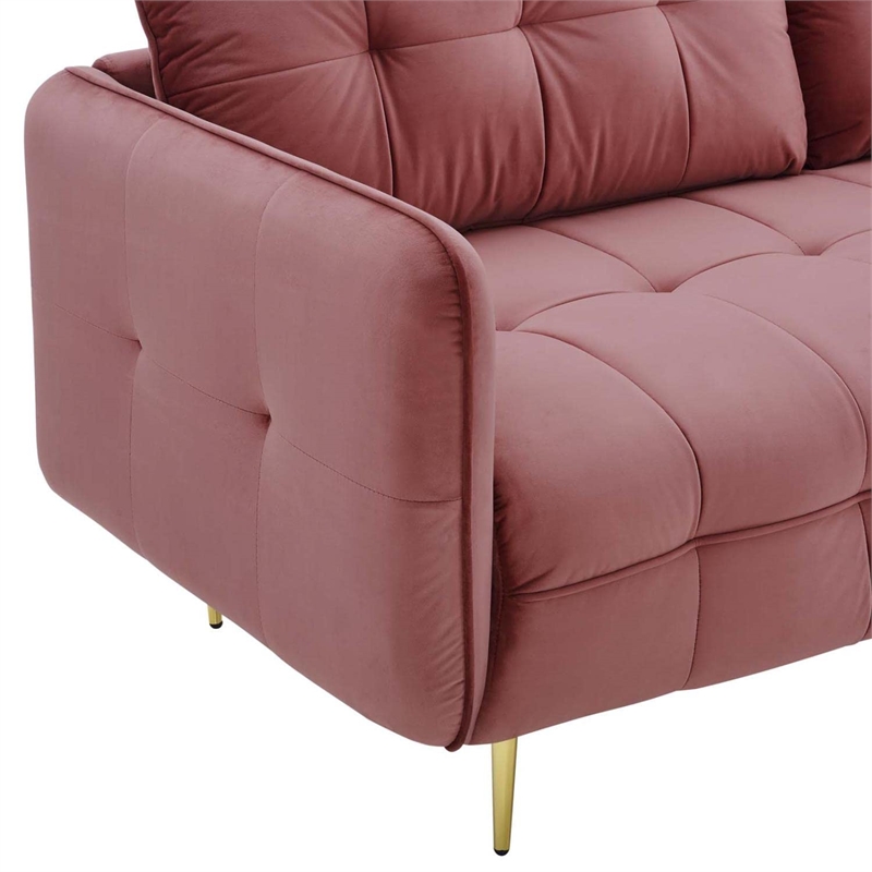 Modway Cameron Tufted Performance Velvet Sofa in Dusty Rose Pink
