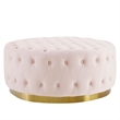 Modway Ensconce Tufted Performance Velvet Fabric Round Ottoman in Pink