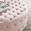 Modway Ensconce Tufted Performance Velvet Fabric Round Ottoman in Pink
