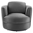 Modway Pirouette Performance Velvet Swivel Fabric Armchair in Gray