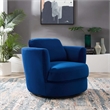 Modway Pirouette Performance Velvet Swivel Fabric Armchair in Navy