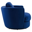Modway Pirouette Performance Velvet Swivel Fabric Armchair in Navy