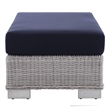 Modway Conway 2-Piece Fabric/Rattan Patio Armchair & Ottoman Set in Gray/Navy