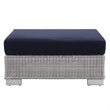 Modway Conway 2-Piece Fabric/Rattan Patio Armchair & Ottoman Set in Gray/Navy
