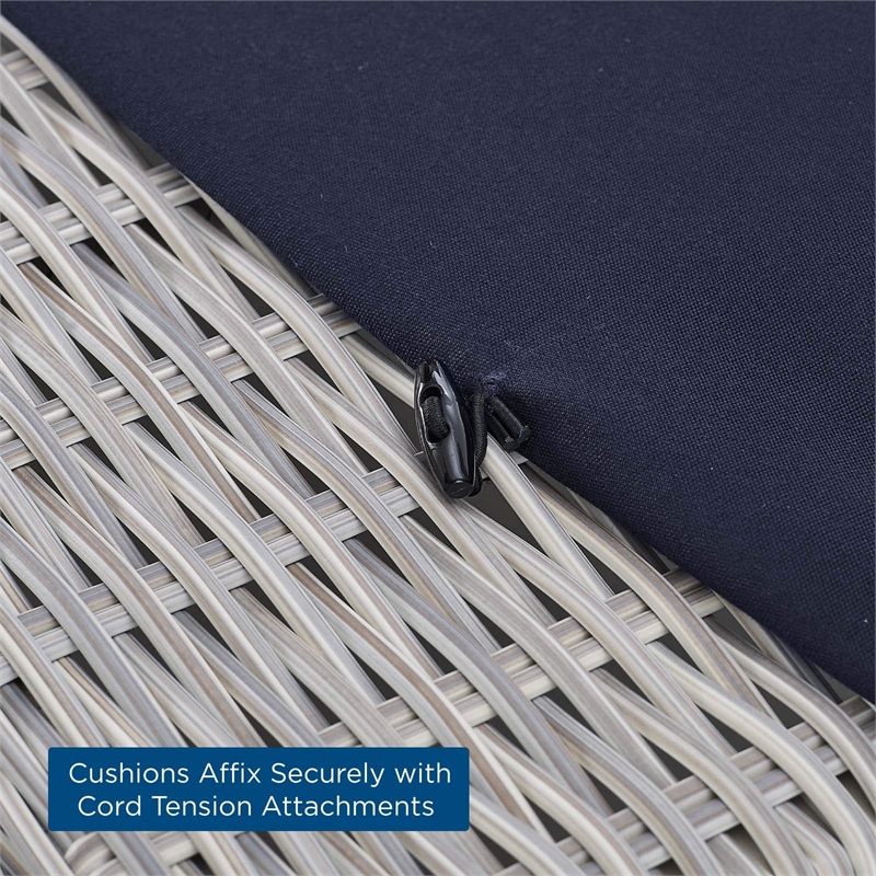 Modway Conway 2-Piece Fabric/Rattan Patio Armchair & Ottoman Set in Gray/Navy