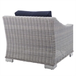 Modway Conway 2-Piece Fabric/Rattan Patio Armchair & Ottoman Set in Gray/Navy