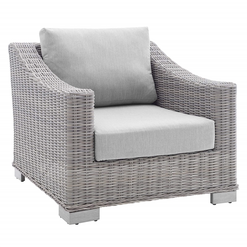 Modway Conway 4-Piece Patio Aluminum/Rattan Furniture Set in Light Gray/Gray