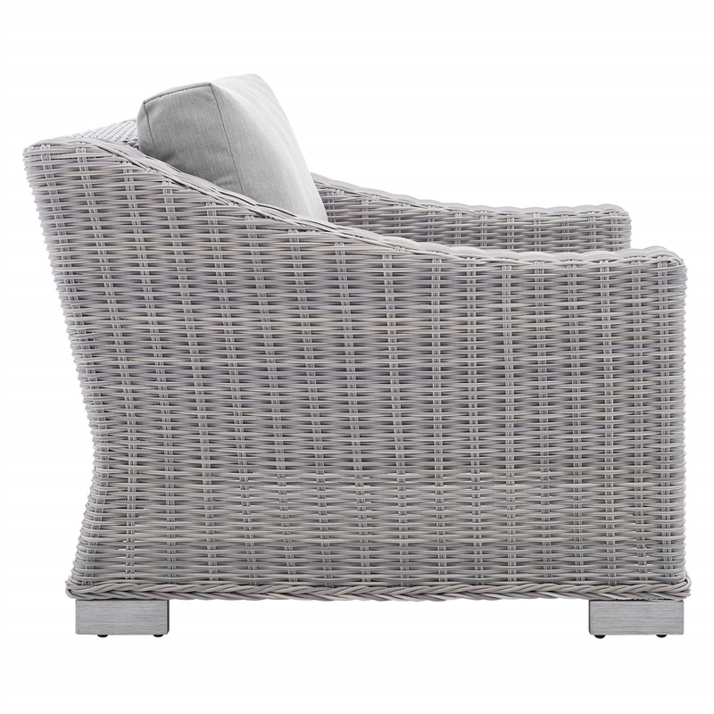 Modway Conway 4-Piece Patio Aluminum/Rattan Furniture Set in Light Gray/Gray